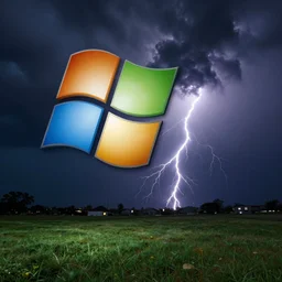 windows xp bliss wallpaper, thunderstorm at night,