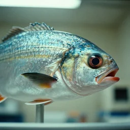 7 0 s movie still of one fish with human face in hospital, cinestill 8 0 0 t 3 5 mm technicolor, heavy grain, high quality, high detail