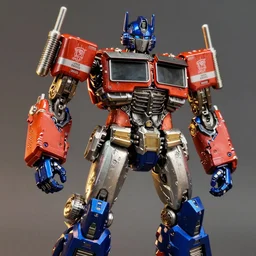 dynamic character portrait of optimal optimus from beast wars in robot mode, beast wars, beast wars, transmetal, transmetal ii, transmetal toy, transmetal toys, beast wars toy, beast wars toys, transformers toy, transformers toys, chromed orange and blue color scheme, metallic chrome paint, transformers, transformers beast wars