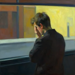 guilt, in the style of edward hopper