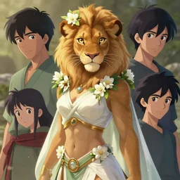 beautiful portrait of a female anthropomorphic lioness fursona dressed as jasmine from aladdin. character design by charlie bowater, ross tran, artgerm, and makoto shinkai, detailed, soft lighting, rendered in octane