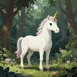 ethereal unicorn in a lush forest, extremely detailed, sharp focus, wide view, full body shot, smooth, digital illustration, by james jean, by rossdraws, frank franzzeta, mcbess, sakimichan, brosmin, steve simpson
