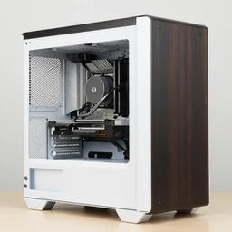 realistic photo of a computer case, model equipment gadget, made of wood, white clay and black wires 1 9 9 0, life magazine reportage photo, natural colors, metropolitan museum collection, moma, pinterest