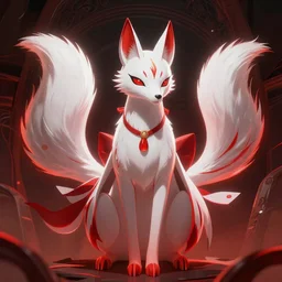 fantasy kitsune nekomimi, fluent composition, red and white neon, concept art, ambient light, 4 k, intricate details, highly professionally detailed, cgsociety, highly detailed -