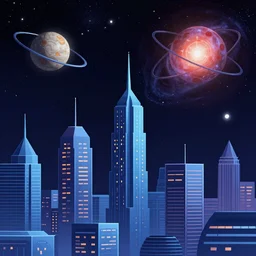 A Space city Astronomy cosmic color scheme looking up into the universe