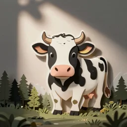 a cute cow, die cut sticker