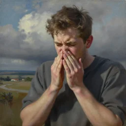 Alex Gray painting a sneeze