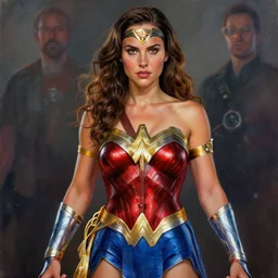 Natalie Portman as Wonder Woman, hyperrealist digital painting by Mario Testino, Stanley Artgerm Lau, WLOP, Andrei Riabovitchev, masterpiece, trending on artstation, cgstudio