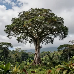giant cedrelinga catenaeformis amazonian tree with strong winds in the clouds at the top, surrealist, dmt, dmt, 5 meodmt, blissful landscape, love, high defined jungle, mother ayahuasca, ecstasy, bliss, sanctuary, sacred, by christophe vacher