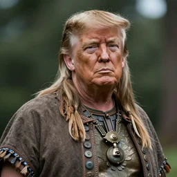a portrait photograph of Donald Trump as a Bronze Age tribal chief, DSLR photography