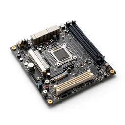 baroque computer motherboard, stylized 3d render, isolated on a pure white background, centered, entire object in frame, sharp focus, soft studio lighting