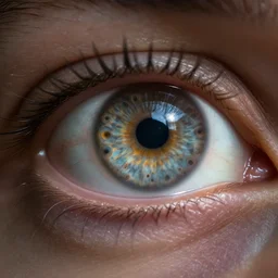 closeup of a eye with many pupils by peter elson