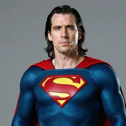 photorealistic Nicholas cage long hair as superman, 4k