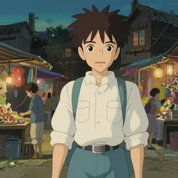 a wholesome animation key shot of a post apocalyptic 8 0's street market by studio ghibli, animation, sharp, rendered in unreal engine 5, focused, anime key art by greg rutkowski, bloom, dramatic lighting