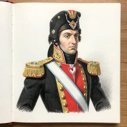 Colored pencil art on paper of napoleon.