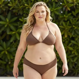 thick chubby curvy kristen bell in a bikini with a chubby belly