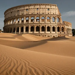 Rome with sanddunes , renaissance painting, detailed