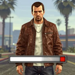 niko bellic brown leather jacket, gta 4 loading screen artwork