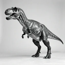 t rex and a [ [ horse ] ] wearing legs, strange, [ metal ], black and white photograph, 1 8 5 0 s