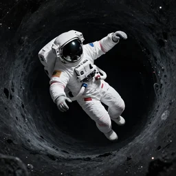 a dabbing astronaut falling into a black hole, by qifeng ling, artstation, trending, digital art, detailed, featured, crisp and sharp, ambient light, no face