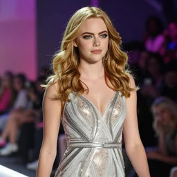 blonde Emma Stone on Victoria's Secret Fashion Show