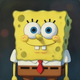 spongebob squarepants, baroque oil painting illustration concept art key visual portrait symmetrical perfect face fine detail delicate features quiet gaze bokeh trending pixiv fanbox by makoto shinkai takashi takeuchi studio ghibli