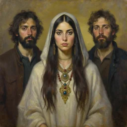 portrait a female shaman wizard, oil on canvas, by jeffrey catherine jones and enki bilal and winslow homer