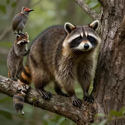 a swamp raccoon, on a tree, by james gurney, brad kunkle, charlie bowater, highly detailed digital art, artstation