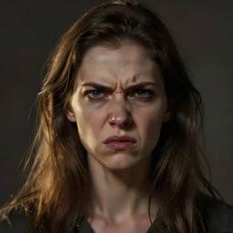 an amazing digital art portrait of an ugly angry woman.