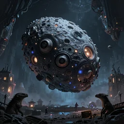 An asteroid that has been converted into a prison for star wars creatures and beings, dreamscape, dramatic lighting, fantasy art illustration, trending on artstation, Aetherpunk