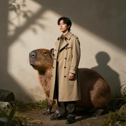 capybara in a trench coat