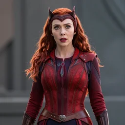 A portrait of elizabeth olsen as scarlet witch from the movie doctor strange 2, cinematic, 8k