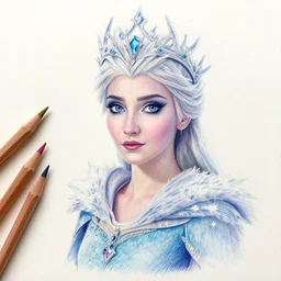 colored pencil art on paper, frost queen, highly detailed, artstation, masterpiece, award - winning, caran d'ache luminance