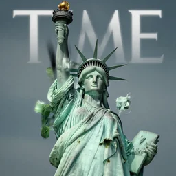 the fall statue of liberty, fragment ruins, editorial footage, time magazine,