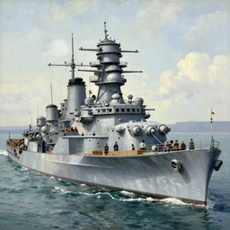 detailed cinematic wide shot of world war 2 battleship, ultra realistic, spring light, painting by gaston bussiere, craig mullins, j. c. leyendecker