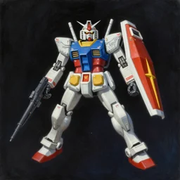 beautiful painting of a gundam flying through space, RX-78-2, trending on artstation