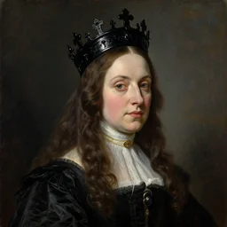 (((((The portrait of Lady in black wax crown))))) by Anthony van Dyck !!!!!!, ((dark fantasy, witcher)), very detailed oil painting in the alla prima style, masterpiece, 8k
