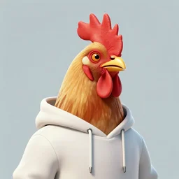 a portrait of a rooster robot wearing a hoodie, artstation, illustration