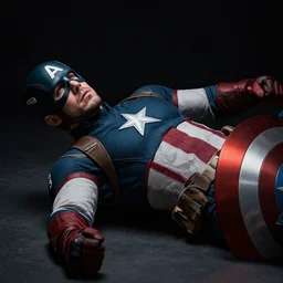 david laid as captain america, photograph, telephoto sigma 8 5 mm f / 1. 4, dark