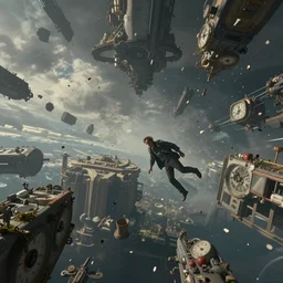 realistic scene of being lost in time and space, floating thru dimensions, time and space crashing, greg rutkowski, seb mckinnon, matte painting, delicate, mysterious, hyper realism, ultra realistic, 8 k