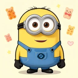 a cute character cartoon inspired in gummy bears, inspired in minions, inspired in rabbids, featured on artstation, pinterest trending,