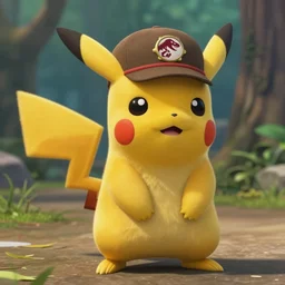 Movie still of detective Pikachu on Jurassic Park