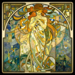 geometric abstract art-deco album cover, tycho album art, by alphonse mucha