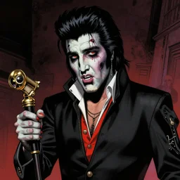 zombie elvis, portrait by Mike Mignola, Moebius