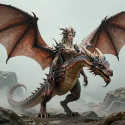 Giger portrait of the dragon queen, Dragon in dragon lair, HD, full body dragon concept, flying dragon, Human body with dragon features, beautiful queen, perfect face, ray tracing, 4k realistic 3d rendered portrait, soft shading, soft colors, relaxed colors, hyperdetailed, wide angle lens, fantasy, futuristic horror, style of giger