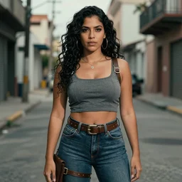 A Puerto Rican woman wearing Half Life inspired fashion, by Richard Avedon