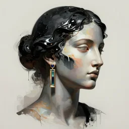 epic concept art. abstract female face silhouette mixing with black and color liquid fluid. abstract sculpture. art deco jewelry. masterpiece by michelangelo. concept art, matte painting. greg rutkowski, wlop, victo ngai