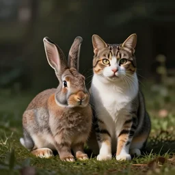 a bunny cat - a cat combined / merged with a rabbit