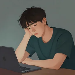 im tired of everything, personal, digital art, artstation, male