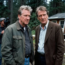 David lynch directing on the set of Twin Peaks circa 1991